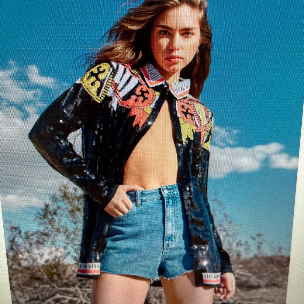 Nasty Gal Country Star Sequin Embellished Shirt/Jacket